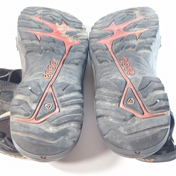 ECCO Offroad Men's Nubuck Walking Sandal Black Tan EU 45 US 11-11.5 - Picture 8 of 10